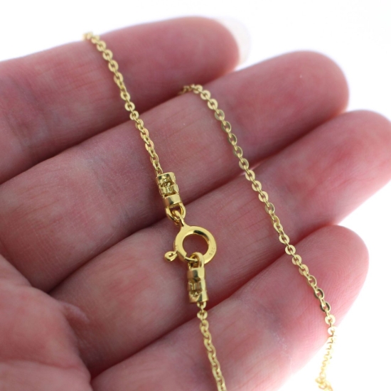Wholesale Gold over Sterling Silver Bulk Chain - 1.3x1.5mm Solid Flat Cable Chain (sold per foot)