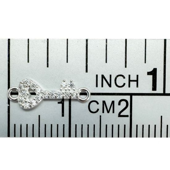 Wholesale 925 Sterling Silver Tiny Key Connector with CZ Stones - 13.5mm (sold per piece)