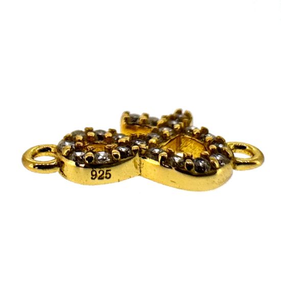 Wholesale Gold Over 925 Sterling Silver Tiny Ampersand Connector with CZ Stones - 12.5mm (sold per piece)