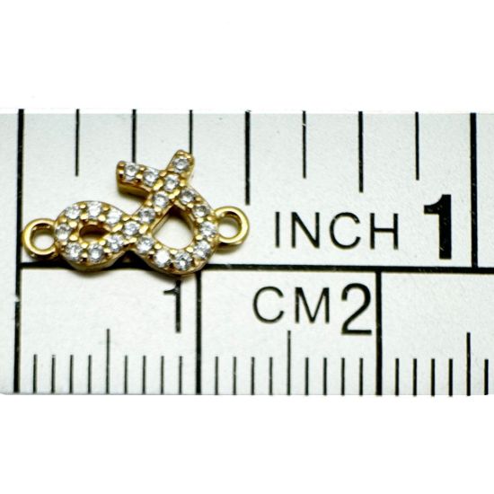 Wholesale Gold Over 925 Sterling Silver Tiny Ampersand Connector with CZ Stones - 12.5mm (sold per piece)