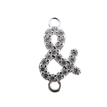 Wholesale 925 Sterling Silver Tiny Ampersand Connector with CZ Stones - 12.5mm (sold per piece)