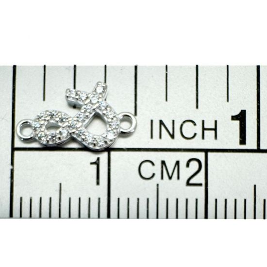 Wholesale 925 Sterling Silver Tiny Ampersand Connector with CZ Stones - 12.5mm (sold per piece)