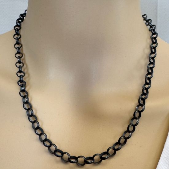 Wholesale Oxidized Sterling Silver Bulk Chain - 6.5mm Big Rolo Chain (sold per foot)