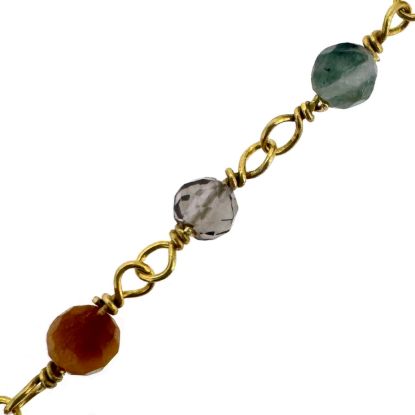 Wholesale Gold Over 925 Sterling Silver 3mm Round Faceted Genuine Multi-Stone Bead Rosary Chain - Bulk Chain (Sold Per Foot)