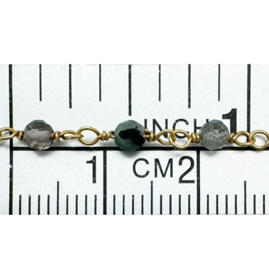 Wholesale Gold Over 925 Sterling Silver 3mm Round Faceted Genuine Multi-Stone Bead Rosary Chain - Bulk Chain (Sold Per Foot)