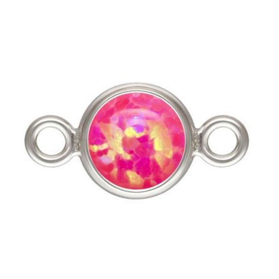 Wholesale 925 Sterling Silver Fancy 4mm Smooth Pink Bello Opal - Flat Back Tiny Round Bezel Connectors