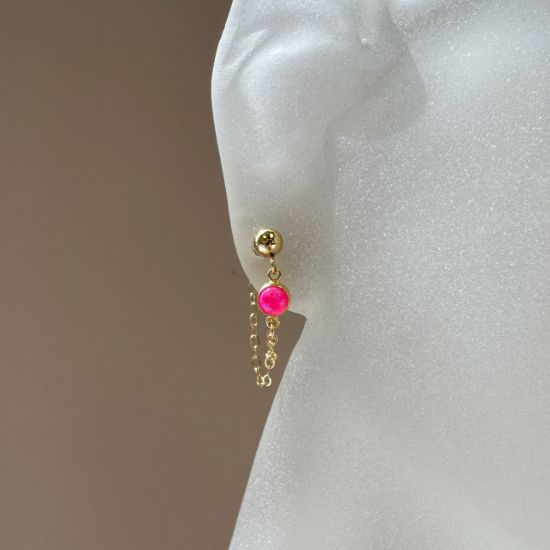 Wholesale 1/20 14k Gold Filled Fancy 4mm Smooth Pink Bello Opal-Flat Back Tiny Round Bezel Connectors