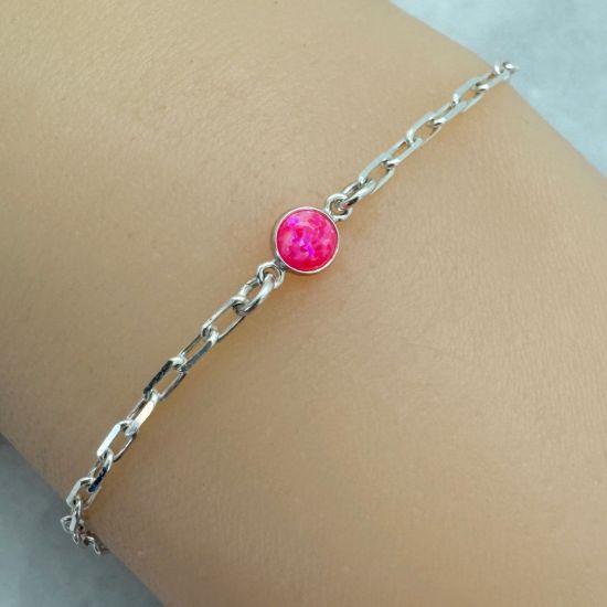 Wholesale 925 Sterling Silver Fancy 4mm Smooth Pink Bello Opal - Flat Back Tiny Round Bezel Connectors