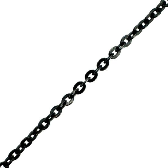 Wholesale Oxidized Sterling Silver Bulk Chain - 1.3x1.5mm Solid Flat Cable Chain (sold per foot)