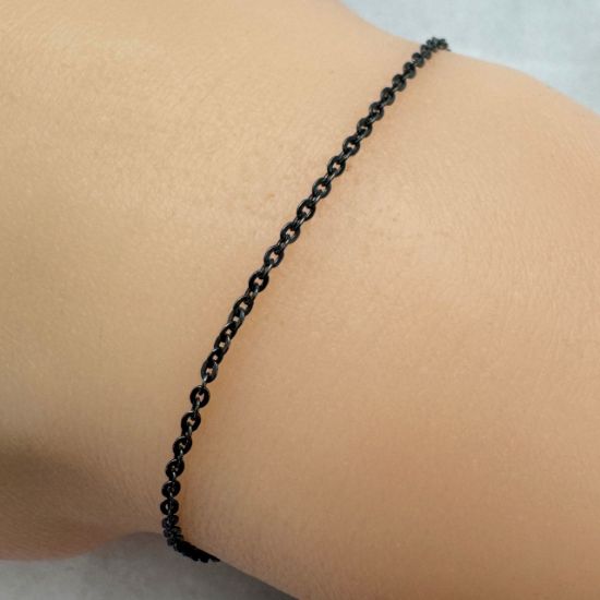 Wholesale Oxidized Sterling Silver Bulk Chain - 1.3x1.5mm Solid Flat Cable Chain (sold per foot)