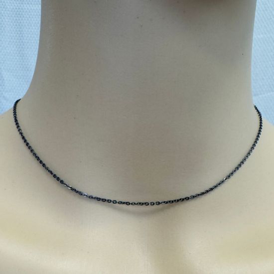 Wholesale Oxidized Sterling Silver Bulk Chain - 1.3x1.5mm Solid Flat Cable Chain (sold per foot)