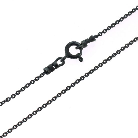 Wholesale Oxidized Sterling Silver Bulk Chain - 1.3x1.5mm Solid Flat Cable Chain (sold per foot)