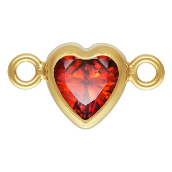 Wholesale 14K Gold Filled Fancy Tiny Heart Shaped Birthstone Bezel Connectors - AAA CZ Stones - 4mm (sold per piece)