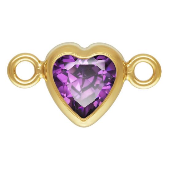 Wholesale 14K Gold Filled Fancy Tiny Heart Shaped Birthstone Bezel Connectors - AAA CZ Stones - 4mm (sold per piece)