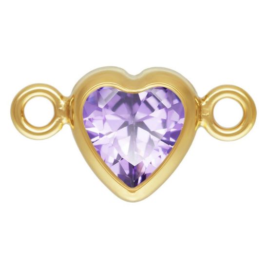 Wholesale 14K Gold Filled Fancy Tiny Heart Shaped Birthstone Bezel Connectors - AAA CZ Stones - 4mm (sold per piece)