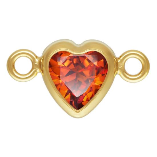 Wholesale 14K Gold Filled Fancy Tiny Heart Shaped Birthstone Bezel Connectors - AAA CZ Stones - 4mm (sold per piece)
