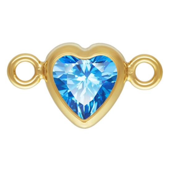 Wholesale 14K Gold Filled Fancy Tiny Heart Shaped Birthstone Bezel Connectors - AAA CZ Stones - 4mm (sold per piece)