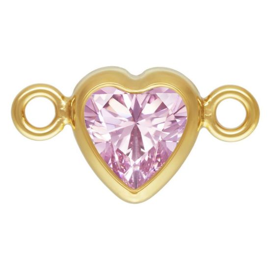 Wholesale 14K Gold Filled Fancy Tiny Heart Shaped Birthstone Bezel Connectors - AAA CZ Stones - 4mm (sold per piece)
