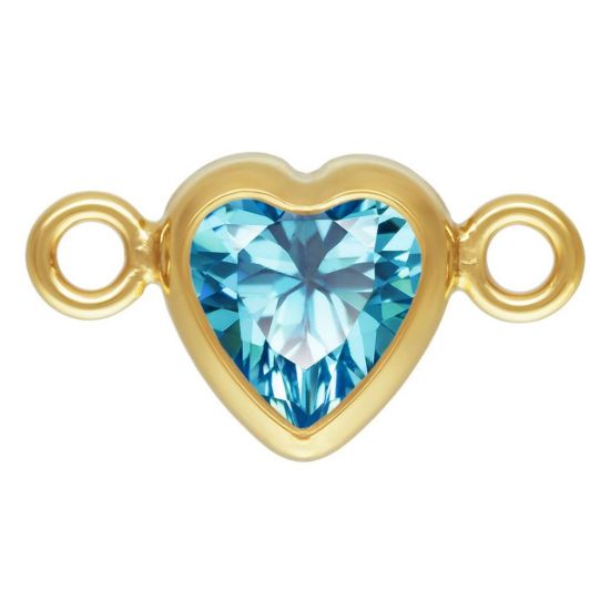 Wholesale 14K Gold Filled Fancy Tiny Heart Shaped Birthstone Bezel Connectors - AAA CZ Stones - 4mm (sold per piece)