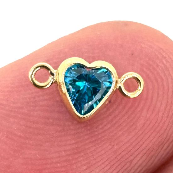 Wholesale 14K Gold Filled Fancy Tiny Heart Shaped Birthstone Bezel Connectors - AAA CZ Stones - 4mm (sold per piece)