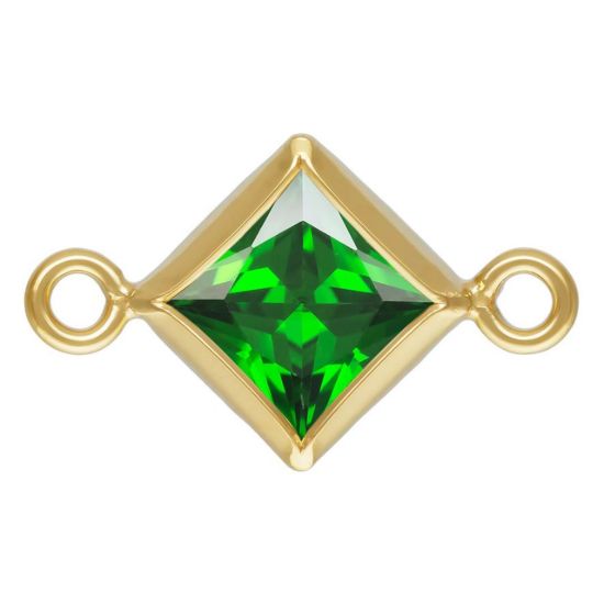 Wholesale 14K Gold Filled Fancy Tiny Diamond Shaped Birthstone Bezel Connectors - AAA CZ Stones - 4mm (sold per piece)