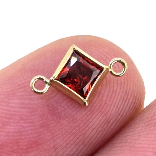 Wholesale 14K Gold Filled Fancy Tiny Diamond Shaped Birthstone Bezel Connectors - AAA CZ Stones - 4mm (sold per piece)
