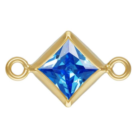 Wholesale 14K Gold Filled Fancy Tiny Diamond Shaped Birthstone Bezel Connectors - AAA CZ Stones - 4mm (sold per piece)