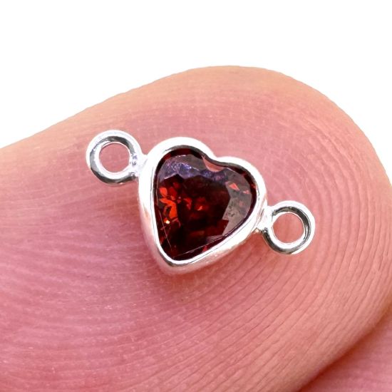 Wholesale 925 Sterling Silver Fancy Tiny Heart Shaped Birthstone Bezel Connectors - AAA CZ Stones - 4mm (sold per piece) 