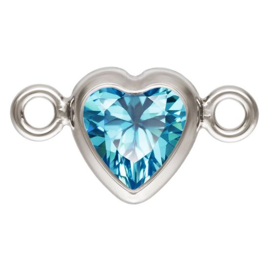 Wholesale 925 Sterling Silver Fancy Tiny Heart Shaped Birthstone Bezel Connectors - AAA CZ Stones - 4mm (sold per piece) 