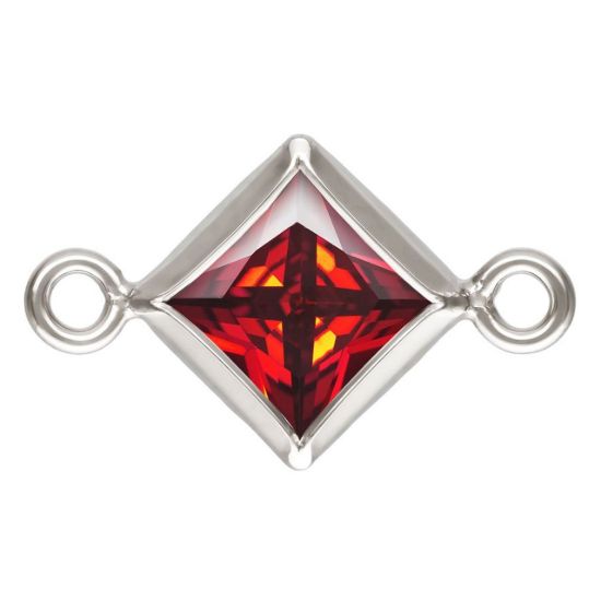 Wholesale 925 Sterling Silver Fancy Tiny Diamond Shaped Birthstone Bezel Connectors - AAA CZ Stones - 4mm (sold per piece)