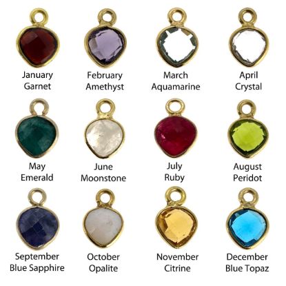 Wholesale Gold Plated Sterling Silver Bezel Charm Pendant - 10x7mm Tiny Heart Shape Birthstone Charms