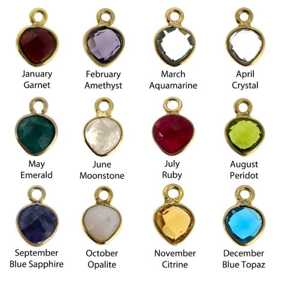 Wholesale Gold Plated Sterling Silver Bezel Charm Pendant - 10x7mm Tiny Heart Shape Birthstone Charms