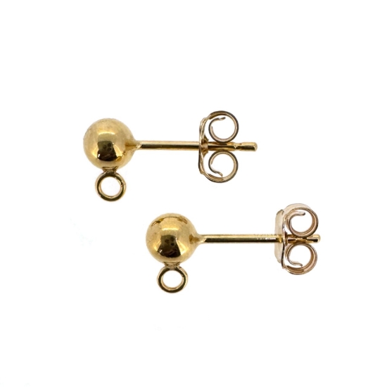Wholesale 1/20 14K Gold Filled Simple Earring Studs with Butterfly Backs /Open Ring (1 pair)