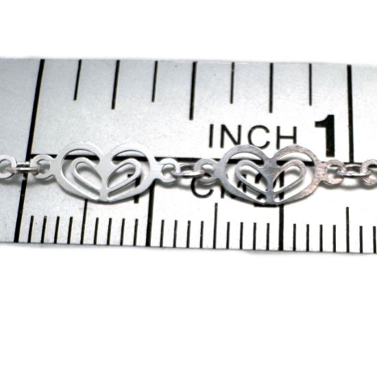 wholesale sterling silver double heart chain for jewelry making