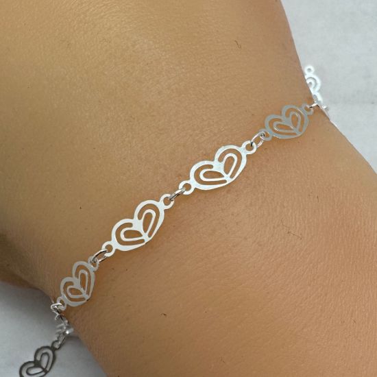 wholesale sterling silver double heart chain for jewelry making