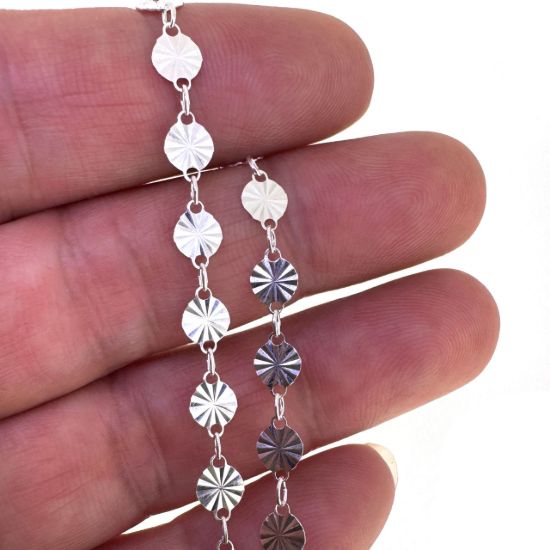 wholesale sterling silver sunburst disc chain for permanent jewelry making
