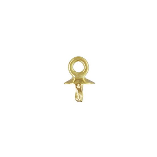Wholesale 14K Yellow Gold Plain Pearl Cap with Peg and Jump Ring - 3mm (2 pcs)