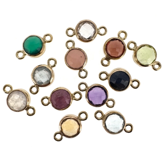 Wholesale 1/20 14k Gold Filled High End 100% Genuine Natural Gemstone Birthstone Bezel Connector-4mm