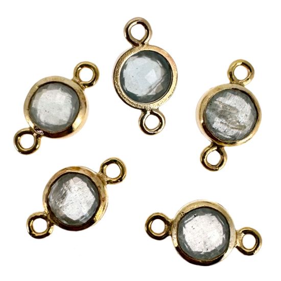 Wholesale 1/20 14k Gold Filled High End 100% Genuine Natural Gemstone Birthstone Bezel Connector-4mm