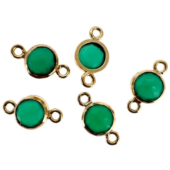 Wholesale 1/20 14k Gold Filled High End 100% Genuine Natural Gemstone Birthstone Bezel Connector-4mm