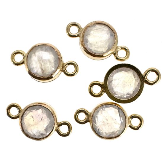 Wholesale 1/20 14k Gold Filled High End 100% Genuine Natural Gemstone Birthstone Bezel Connector-4mm