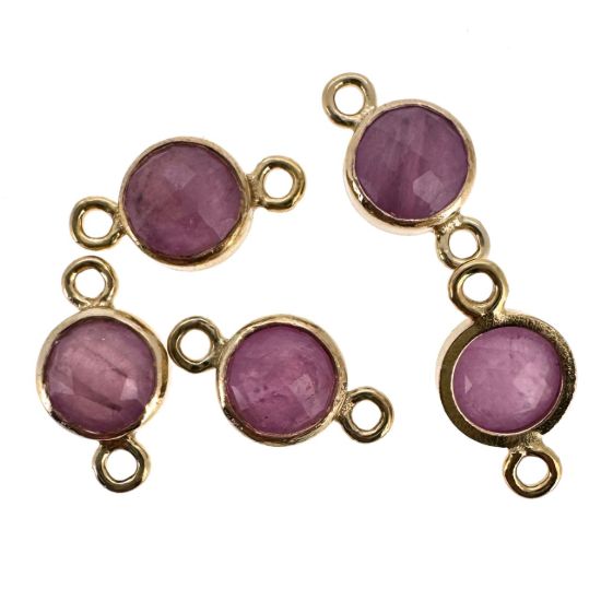 Wholesale 1/20 14k Gold Filled High End 100% Genuine Natural Gemstone Birthstone Bezel Connector-4mm