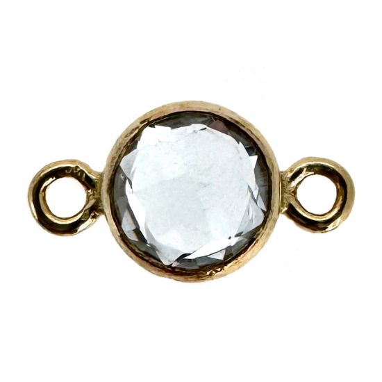 Wholesale 1/20 14k Gold Filled High End 100% Genuine Natural Gemstone Birthstone Bezel Connector-4mm