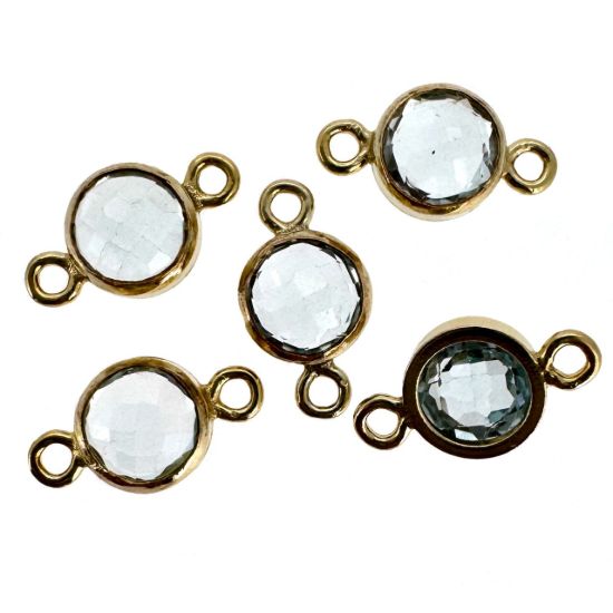 Wholesale 1/20 14k Gold Filled High End 100% Genuine Natural Gemstone Birthstone Bezel Connector-4mm