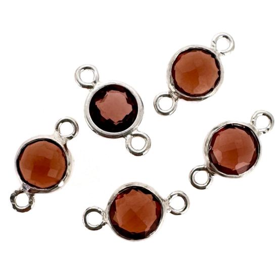 Wholesale 925 Sterling Silver High End 100% Genuine Natural Gemstone - Birthstone Bezel Connector - 4mm