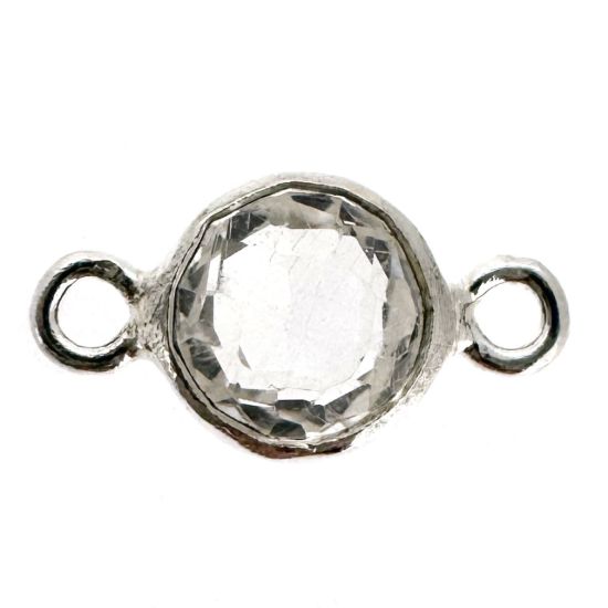 Wholesale 925 Sterling Silver High End 100% Genuine Natural Gemstone - Birthstone Bezel Connector - 4mm