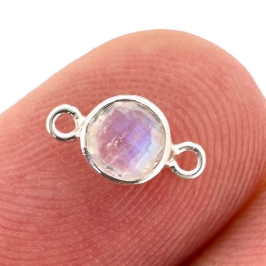 Wholesale 925 Sterling Silver High End 100% Genuine Natural Gemstone - Birthstone Bezel Connector - 4mm