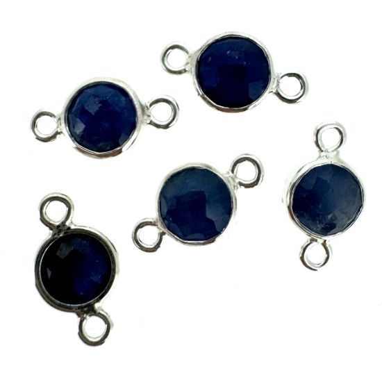 Wholesale 925 Sterling Silver High End 100% Genuine Natural Gemstone - Birthstone Bezel Connector - 4mm