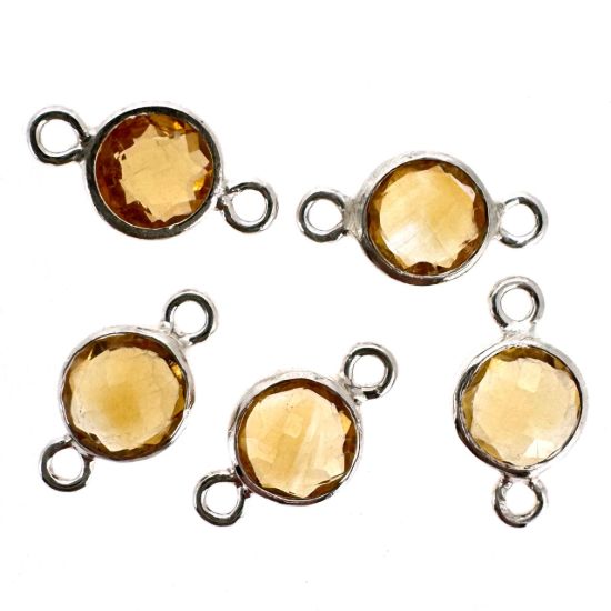 Wholesale 925 Sterling Silver High End 100% Genuine Natural Gemstone - Birthstone Bezel Connector - 4mm