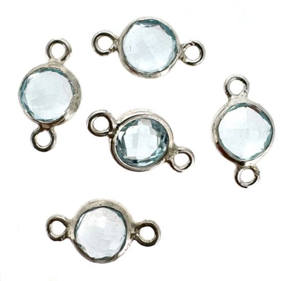 Wholesale 925 Sterling Silver High End 100% Genuine Natural Gemstone - Birthstone Bezel Connector - 4mm